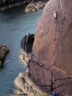 my first lead climb on 'The Crack' Purple Slab in Pembrokeshire