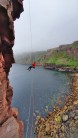 Jed abseiling from the Old Man of Hoy