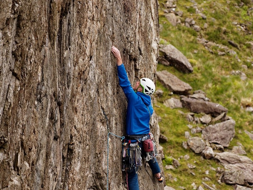 The cut allowing for freedom of movement when climbing on a blustery day in Llanberis Pass  © Ally Fulton