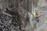 Andy Banister and Pete Ferguson on Rampage (7b) on the Main Wall at Cheesewring Quarry