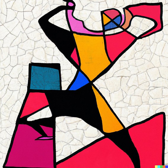 A climber in the style of Picasso.  © DALL.E