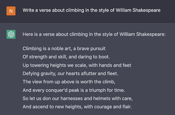 A verse about climbing in the style of William Shakespeare.  © UKC Articles