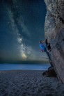 A composite image of yours truly bouldering at Pednvounder Beach one night in August 2022. All images taken in the same session