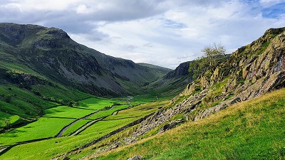 The verdant pastures of Longsleddale from the way up Grey Crag  © Norman Hadley