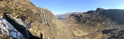 Phone pano: Eas a' Chual Aluinn, Stack of Glencoul, and my shadow (intentional, honest)  © Dan Bailey - UKHillwalking.com