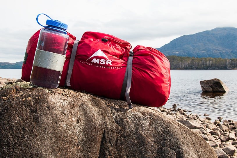 It's not the lightest or most compact 2-person tent: 1L bottle for scale  © Dan Bailey