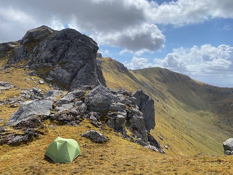 Camping next to the superb Sgor a' bhutainon Ben Loyal - the view the other directionis onto the north coast with the bridge on the Kyle of Tongue in sight. &copyRobbie Phillips  © Robbie Phillips