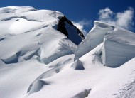 Climbers descending Bosses ridge of Mt. Blanc