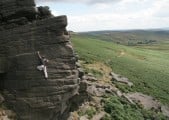 Dunc on Jitter Face, Stanage