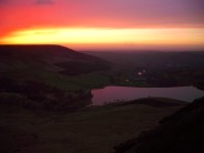 Sunset towards Oldham from Dovestone Moss, Chew Valley