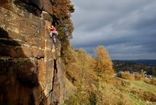 Matt on Epitaph (HS 4a), at the underrated Baildon Bank, Yorkshire
