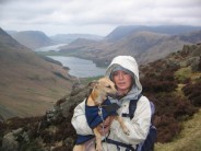 me n my best friend Milo at the summit Haystacks walk, Borrowdale country ! he slept for 1 week after this walk !