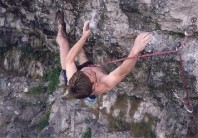 Andy F on Comedy (F7c), Kilnsey, Yorkshire