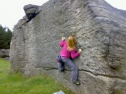 Pinkie bouldering at Widdop