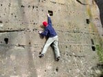 Brixton climber in South Sanstone. Under rockes