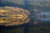 Sun and frost on Ladybower reservoir.