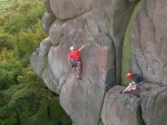 Exposed but easy climbing on Valkyrie the Roaches!