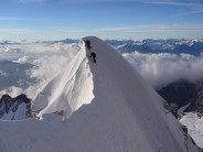 Looking back on the famous arete in perfect snow conditions
