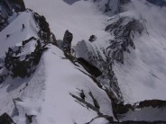Looking down the ridge with climbers top left